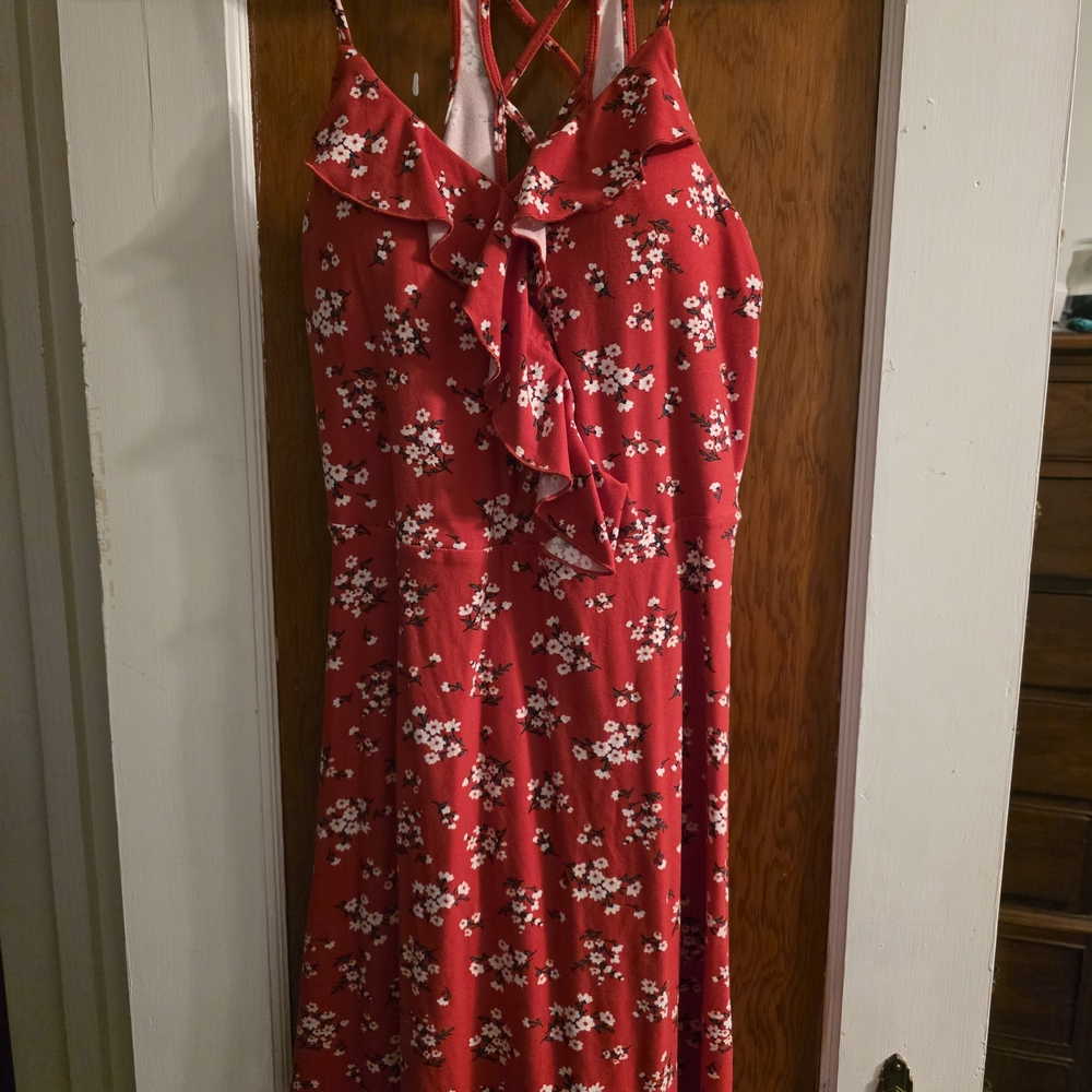 No Boundaries Red Floral Midi Dress